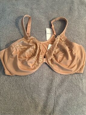 NWT Meleneca Beige Plus Size Bra 48DD Front Clip Closure Underwire No Padding